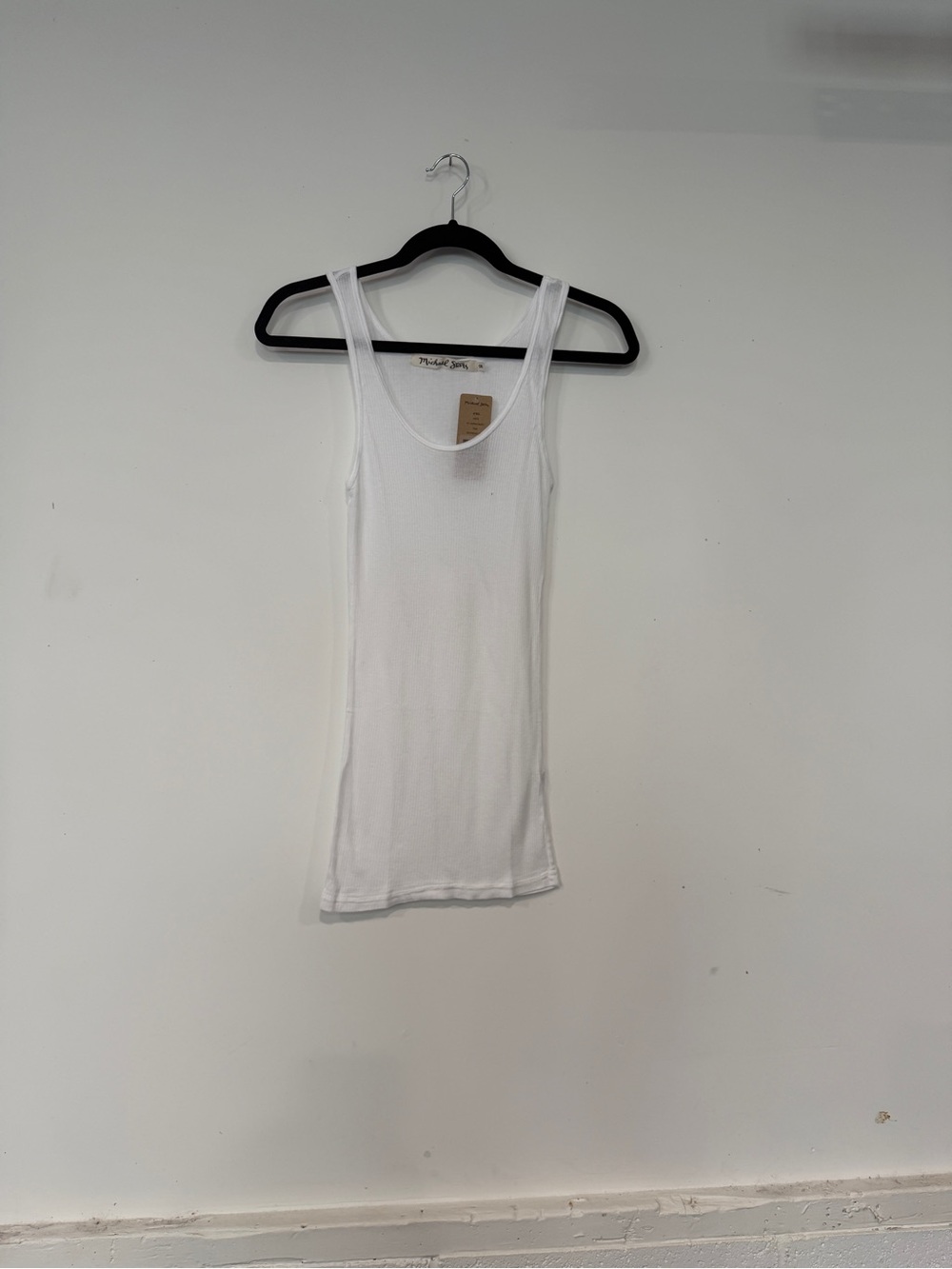 Michael Stars 4x1 White Ribbed Scoop boyfriend Tank